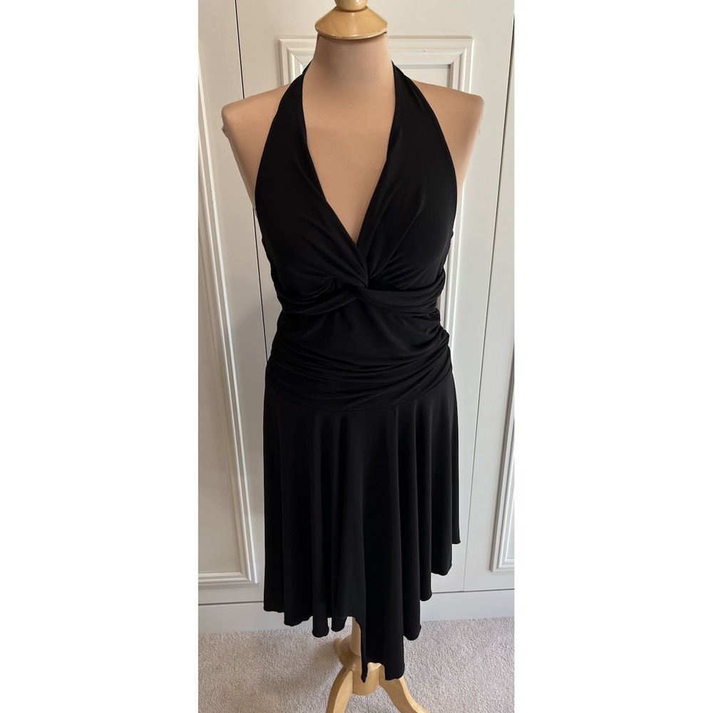 Vintage Studio Y Y2K Babydoll Halter Dress Size Large Black Whimsigoth Witchy